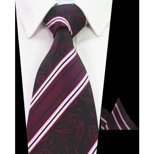 Ricnais Brand 8cm Paisley Silk Neck Tie Pocket Square Sets Jacquared Handkerchief For Mens Business Wedding Accessories Gift TIe