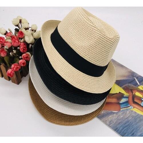 Kid Parent Retro Straw Fedoras Top Jazz Plaid Hat Spring Summer Bowler Hats Cap Classic Version Hats Casual Beach Hat For Men