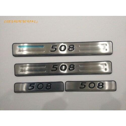 Car Styling Stainless Steel Door Sill Scuff Plate Panel Kick Step Protector Threshold FOR Peugeot 508 2011-2017 4PCS