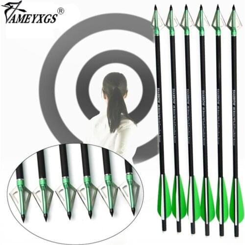 6/12/24pcs Archery 16 Inch Crossbow Carbon Arrow Removable Arrowhead Tips OD 8.8mm 4" Vanes for Hunting Shooting Outdoor Sports