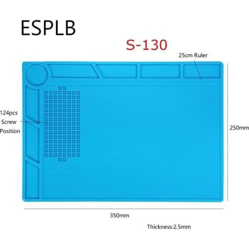 S-130 13.8x9.8inch Insulation Pad Heat-resistant Silicon BGA Soldering Platform Desk Mat Repair Tool with Screw Location Mat