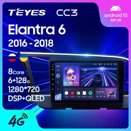 TEYES CC3 For Hyundai Elantra 6 2016 - 2018 Car Radio Multimedia Video Player Navigation stereo GPS Android 10 No 2din 2 din dvd