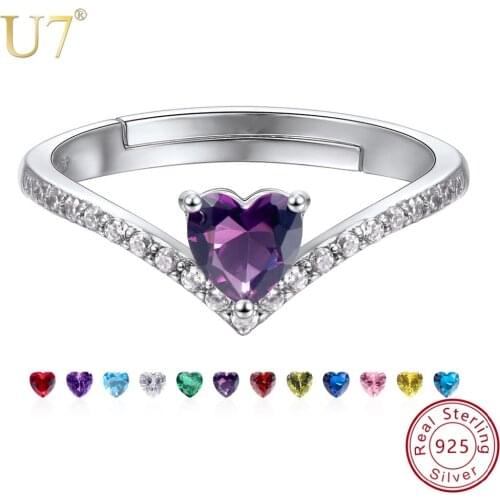 U7 100% Real 925 Sterling Silver June Birthstone Light Purple Finger Rings For Woman Brithday / Anniversary Romantic Gifts