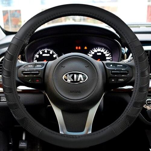 Carbon Fibre + PU Leather Car Steering Wheel Cover for Kia Rio 2 3 4 X Line Kombi Sedan Auto Accessories Interior