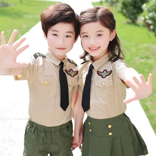 Navy Military Uniform for Girl Boy Kindergarten Choir Poetry Sailor Uniform Christmas Halloween Childrens Day Gift Army Suit