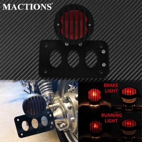 Motorcycle Red LED Side Mount Brake Tail Light w/ License Plate Bracket For Harley Sportster XL 883 1200 Choppers Bobber Touring