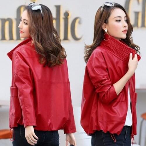 Womens Leather Jacket Short 2020 Spring And Autumn New Loose Womens Motorcycle Leather Jacket Female Coat Large Size Clothing