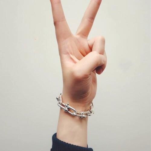 925 Sterling Silver Bracelet Coarse U Chain Womens Bracelet High-End Luxury Brand Personality Jewelry Gift