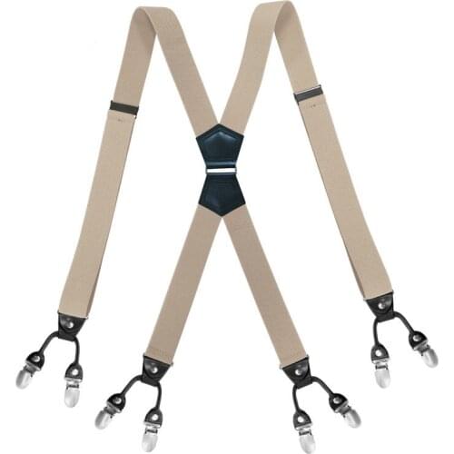 2021 Men Leather 8 Clip Elastic Braces Wedding Shirt Stay Locking Clamps Trousers Suspenders Adjustable Strap Garter Holder Belt