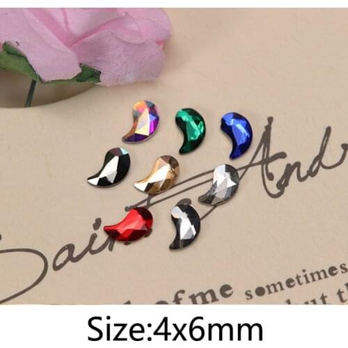 30pcs New 4x6mm Comma Nail Rhinestones Crystals Flatback Glass Stones Manicure Nail Art Deco Charms Gem Jewelry Accessories