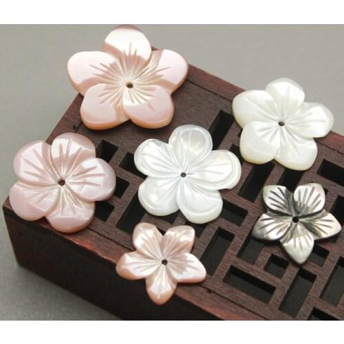 5pcs / bag natural pearl shell five petal plum shell flower jewelry making DIY hair clip brooch earring jewelry accessory