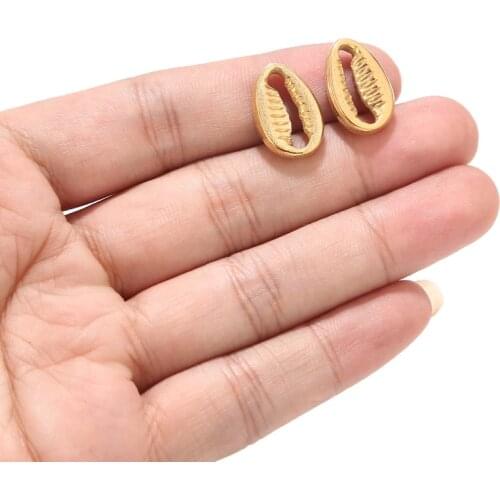 5pcs Stainless Steel Shell Beads Connectors Gold Charms DIY Jewelry Making Accessories 2 size