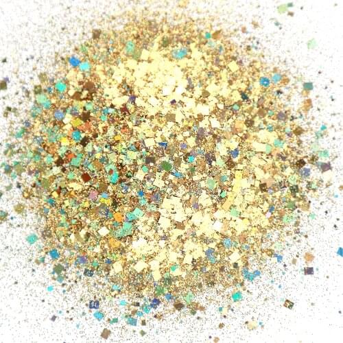 50g/Pack Mixed 0.2/1/2/3mm Nail Art Glitter Flakes Powder Laser Holographic Gradient Square Loose Glitter Chunky Sequins Te#005