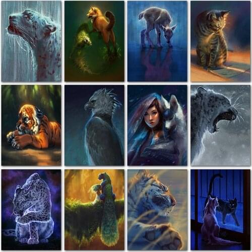 5D DIY Diamond painting animals tiger cat lion decor gift Full Square Diamond embroidery Cross stitch Full Round Diamond mosaic