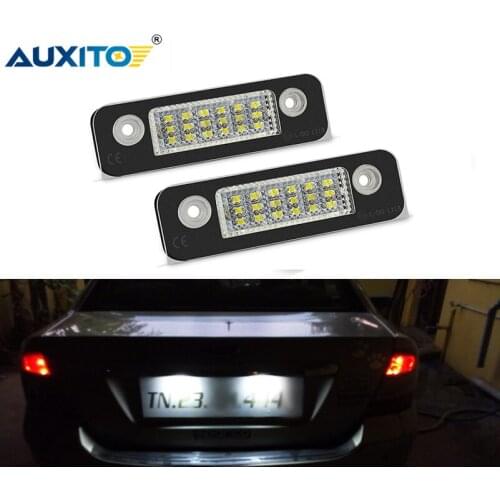 AUXITO 2Pcs 12V Car LED License Number Plate Light Lamp For Ford Mondeo MK2 Fusion Fiesta MK5 White Canbus License Plate Lights