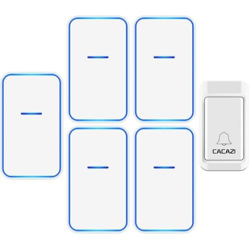 CACAZI Self Powered Wireless Doorbell No Battery Required Waterproof Smart Home Doorbell 1 Button 5 Receiver Ringbell Timbre