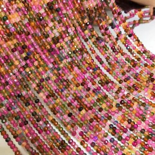 Brazilian tourmaline 2x3mm 3x4mm Natural Gemstone Bead Facted Roundel for Jewelry Making Necklace Earring 15inch ICNWAY
