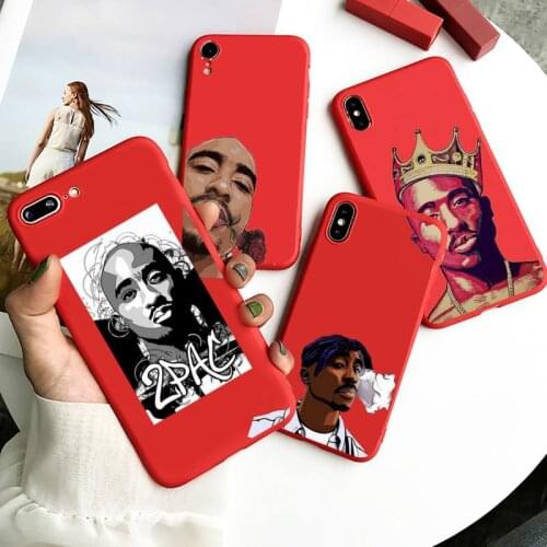Rapper 2Pac Makaveli Tupac Amaru Shakur Phone Case Red Candy Color for iPhone 11 12 mini pro XS MAX 8 7 6 6S Plus X SE 2020 XR