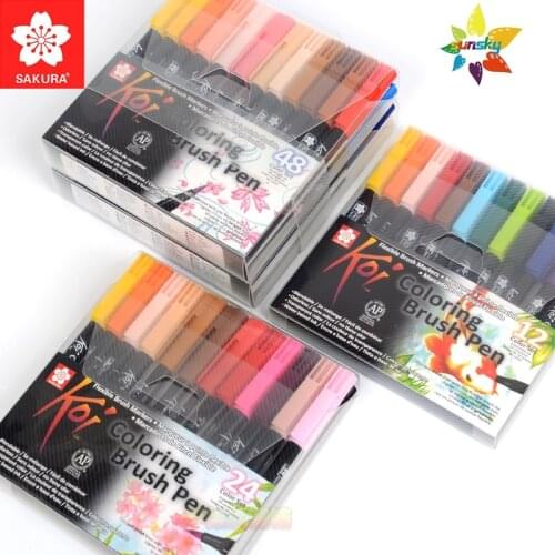 Sakura Koi Color Brush,6/12/24/48 color,Multicolor,Flexible and strong nylon tip,high quality dye-based ink,rich in colour