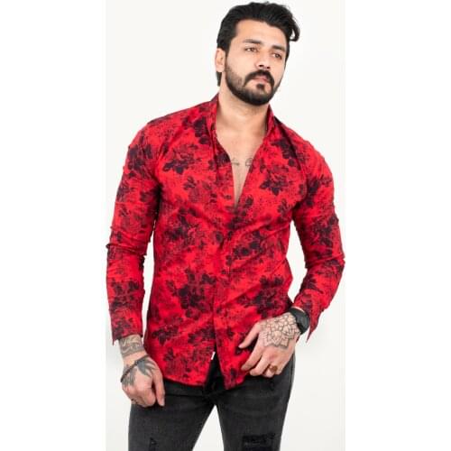 DeepSEA Male Rose Pattern Long Sleeve Lycra Shirt 2101853