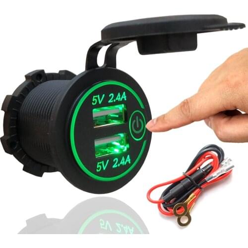 DIY 4.8A Dual USB Charger Socket Power Outlet Voltmeter 12-24V Universal for Car/Boat/Motorcycle/Marine RV Wire Fuse DIY Kit