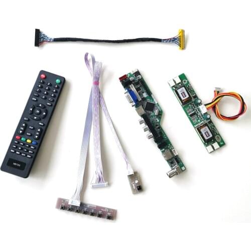 For HSD190MEN3-A00/C00 VGA AV USB RF LCD display panel T.V56 controller board 4CCFL 30Pin LVDS Remote+Inverter+keyboard Kit