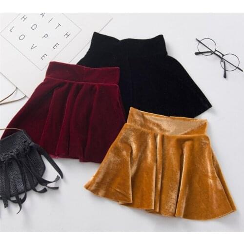 Newborn Baby Kids Solid Velvet Skirts Fall Winter Elastic High Waist Cute Casual Pleated Mini Skirt Girls Party Bottoms 0-3Y