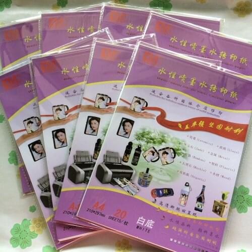 For plastic A4 size (80 sheets/lot) inkjet white decal paper water slide transfer paper