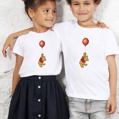 Winnie The Pooh Print Kids Brothers and Sisters T Shirt Grunge Adult Unisex Tshirt Cartoon Funny Top T-shirt Famliy Look Clothes