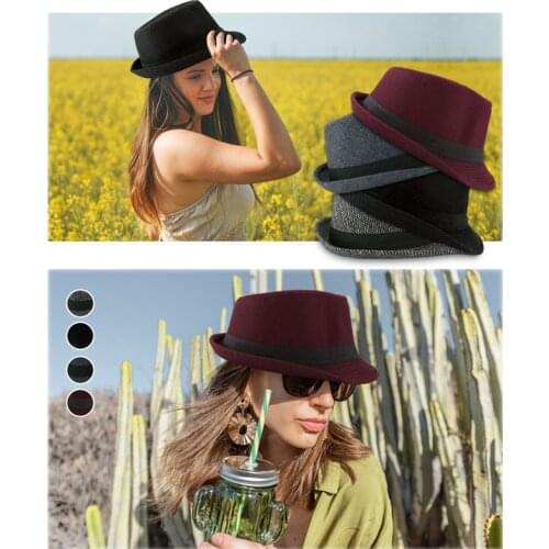 Jovivi Newest Unisex Classic 20s Manhattan Cotton Twill Herringbone Trilby Fedora Hat Band Casual Jazz Wool Cap Casual Hat