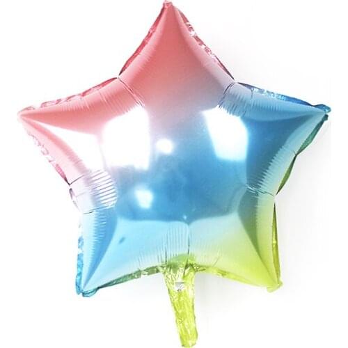 KAMMIZAD 18inch Gradient colorful heart balloons 10pcs/lot Rainbow star birthday party decorations balloon child Shower Favors