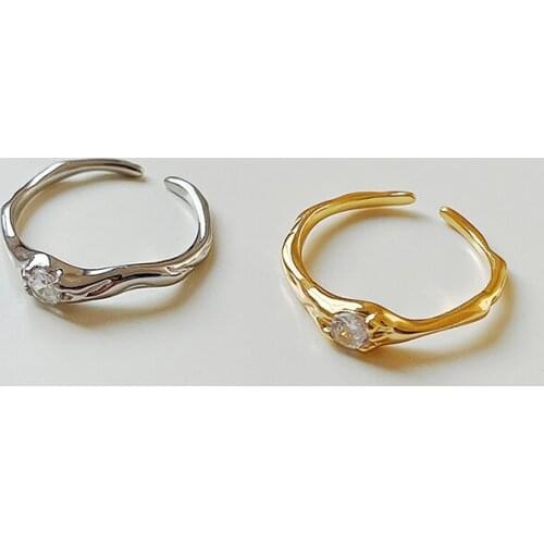 WTLTC 2021 New 925 Sterling Sliver Irregular Stacking Rings for Women Open Thin Zircon Rings Geometric Thumb Rings Hand Jewelry