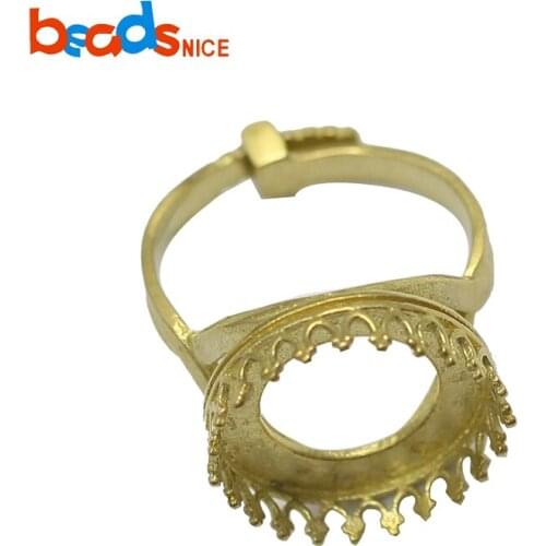 Beadsnice 14mm Round Base Ring Setting Gallery Adjustable brass ring for jewelry making ID37765