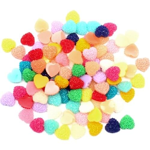 LF 200Pcs Resin Heart 10mm Decoration Flatback Crafts Cabochon Embellishments For Scrapbooking Kawaii Cute Diy Accessories