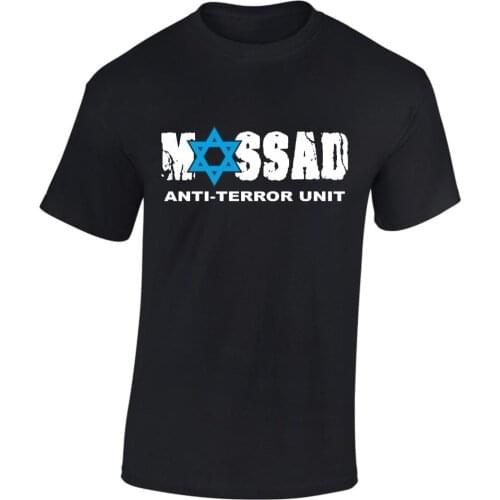 2019 Fashion Short Sleeve Black T Shirt 100% Cotton Israel T Shirt Mossad Anti-Terror Unit Secret Service bodybuilding T-Shirt