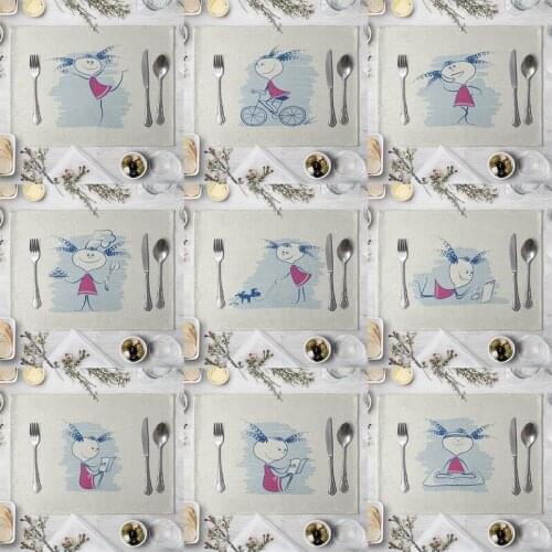 Fashion Print Rectangle Cotton Linen Western Style Table Pad Cut Mats Placemat for Dinner Kitchen Table 40x30cm