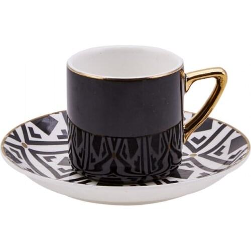 Karaca Monochrome Porcelain Turkish Coffee Cups Boxed Set with 4 Cups and 4 Saucers Tea Coffeeware Glass Traditional Drinkware