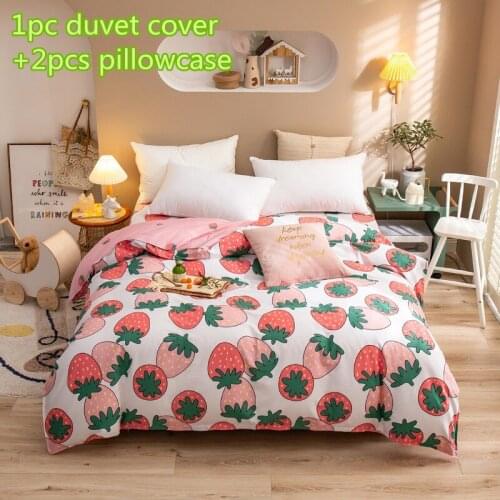 Strawberry duvet cover sets cotton pink quilt cover single double queen king fashion bedding sets 2pc pillowcase comforter cover