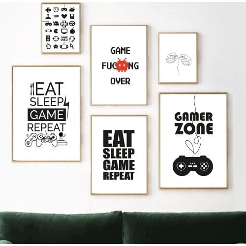 Video Game Wall Art Canvas Painting Gaming Room Decor Posters and Prints Abstract Party Artwork Picture for Boys Room Decoration
