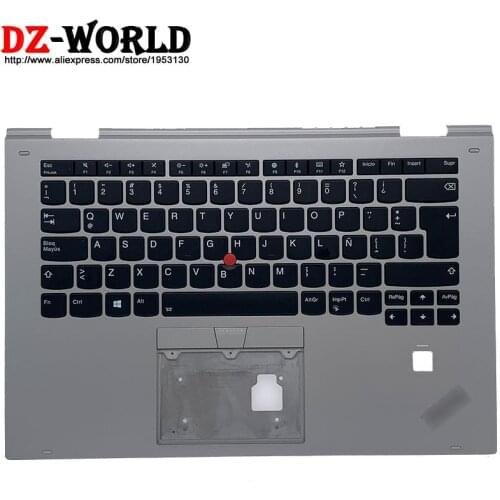 New Silver Upper Case With LAS Latin Spanish Backlit Keyboard for Thinkpad X1 Yoga 2nd C Cover Palmrest 01LV023 01LV063 01LV103