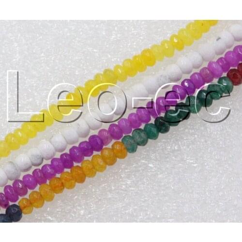 JQHS 4X2mm Faceted Rondelle white yellow purple jades Beads Strand ForJewelry Making 15" V1213