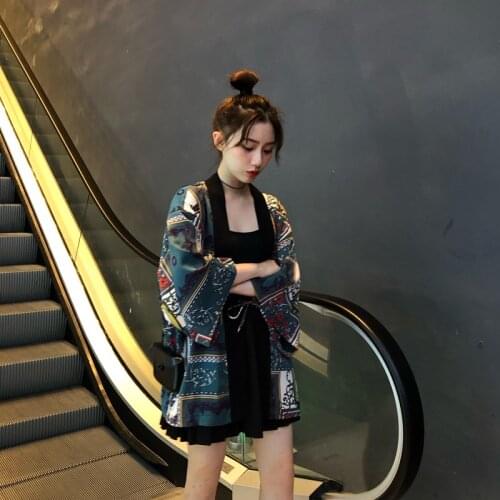 Fashion Spring Summer Printing Coat Japanese Kimono Cardigan Kimono Female Haori For Woman Man Loose Thin Outer Garment