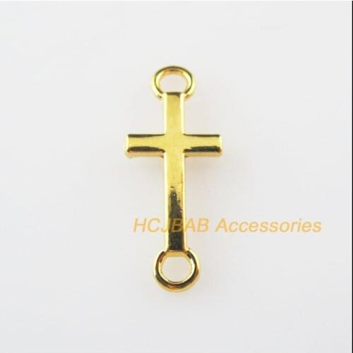 70Pcs Gold Color Tiny Smooth Cross Charms Connectors Pendants 8x20mm