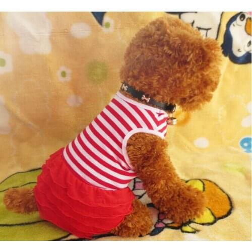 Striped casual Dog dress Cotton dog clothes Pet clothing For small puppy dog