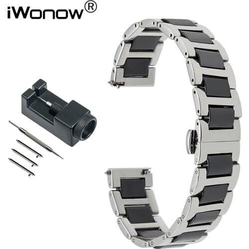 12 14 16 18 20 22mm Ceramic & Stainless Steel Watch Band for Casio DW CK Men Women Quick Release Strap Butterfly Buckle Bracelet