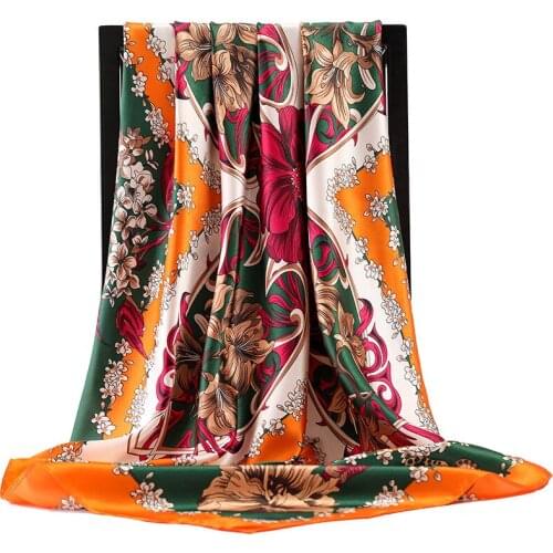 Luxury Summer Silk Scarves Fashion 90X90CM Sunscreen Shawl Popular Multicolor Dustproof Kerchief Female Print Square Bandanna