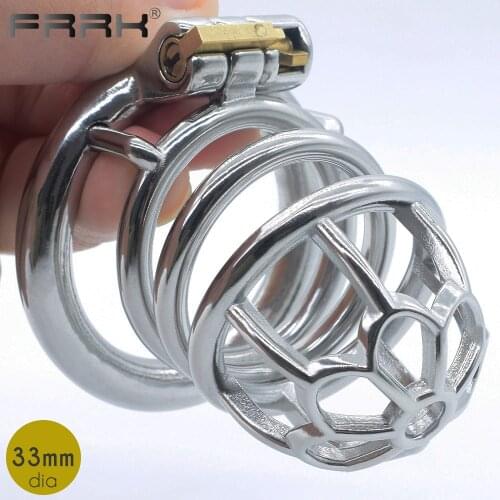 FRRK BDSM Sex Toys for Men Stainless Steel Male Chastity Device Metal Cock Cage Tease Bondage Belts Erect Orgasm Denial