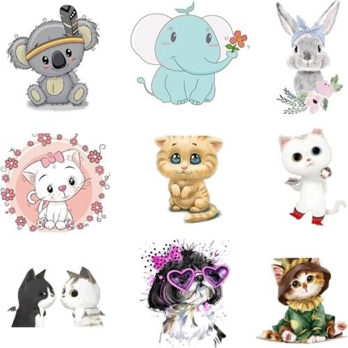 Cute Dog Patch Heat Transfer For T-Shirt Iron On Heat Transfer Stickers Animal Heat Transfer Vinyl For Clothing DIY Applique