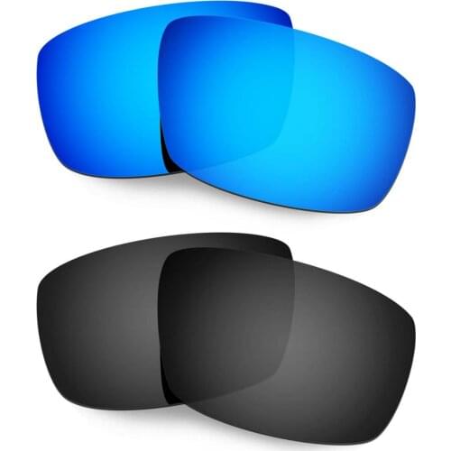 HKUCO For Spy Optic Logan Sunglasses Polarized Replacement Lenses 2 Pairs Blue & Black