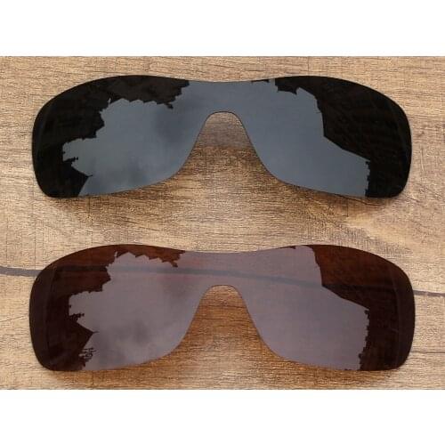 Vonxyz Two Pieces Stealth Black & Bronze Brown Polarized Replacement Lenses for-Oakley Antix Frame